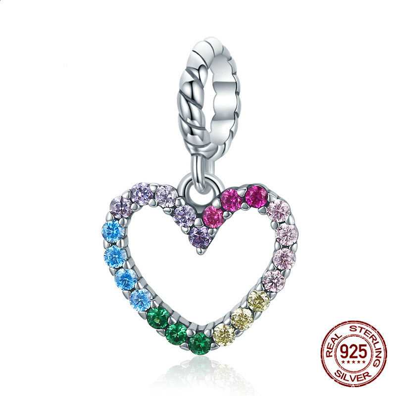 Cycolinks 925 Sterling Silver Rainbow Heart Charm - Cycolinks