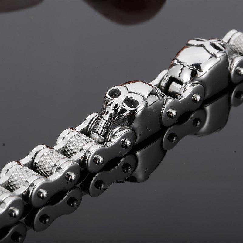 Cycolinks Titanium Steel Skull Bike Chain Bracelet - Cycolinks