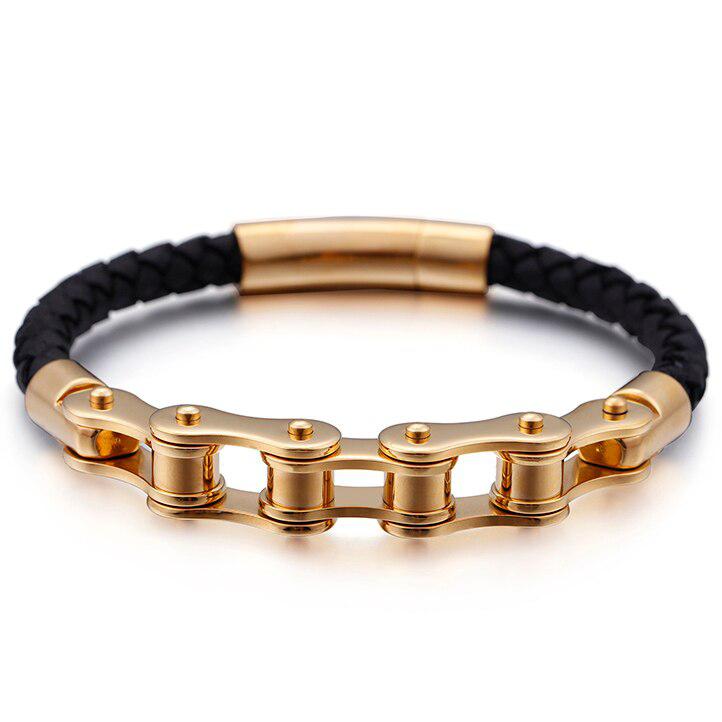 Cycolinks Leather Bike Chain Bracelet – Unique Biker Jewelry Gift