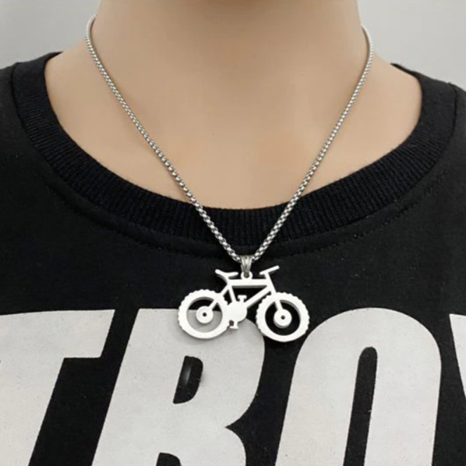 Cycolinks Titanium Steel Silver Bicycle Necklace - Cycolinks