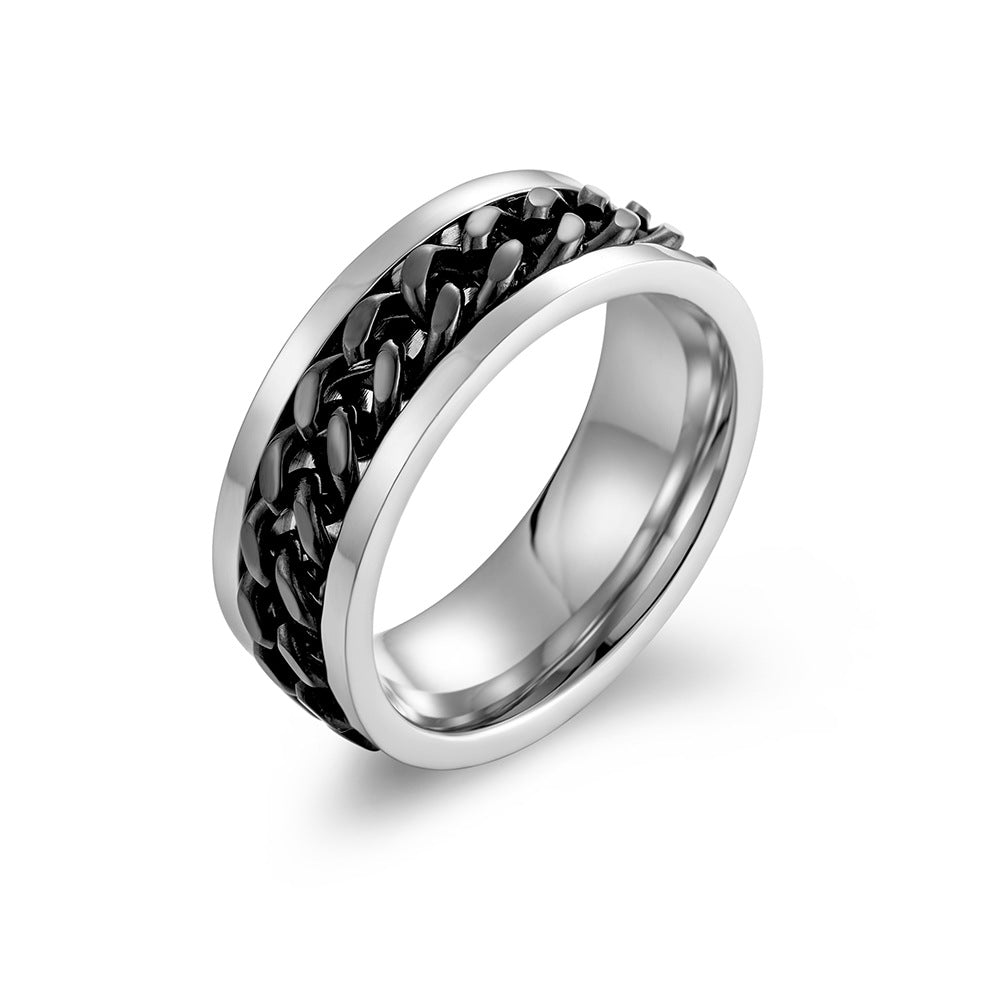 Steel Chain Spinner Ring in Black colour