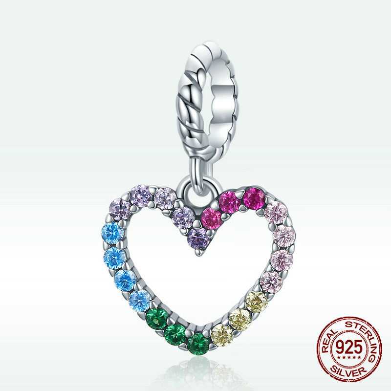 Cycolinks 925 Sterling Silver Rainbow Heart Charm - Cycolinks