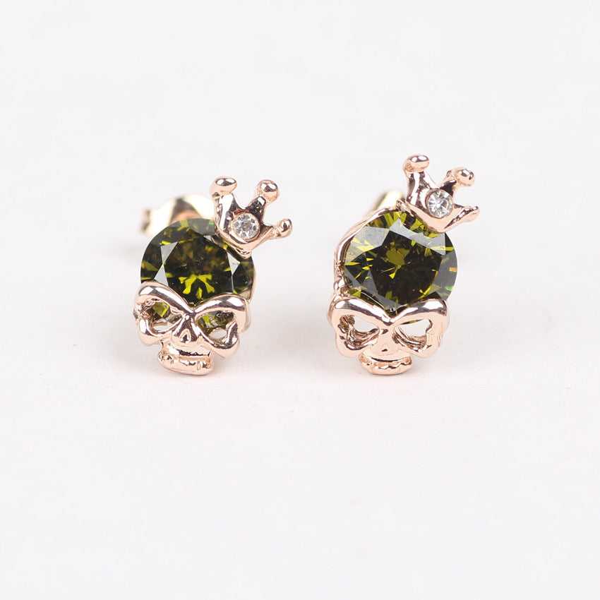 Cycolinks Skull Crown Zirconia Earrings - Cycolinks