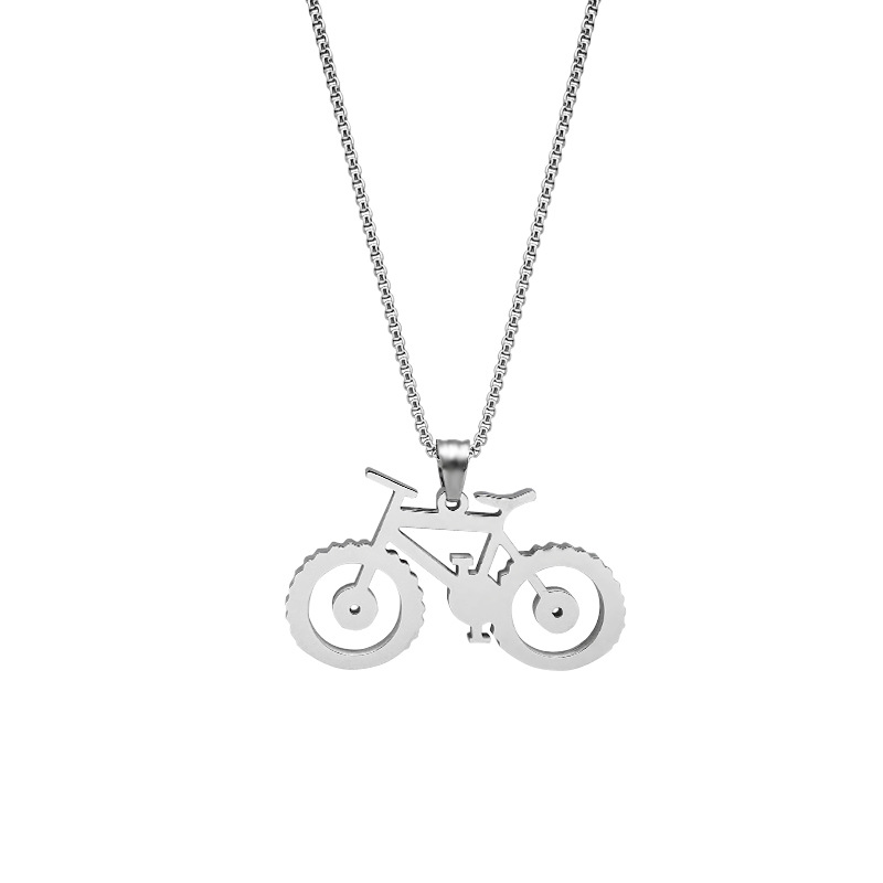 Cycolinks Titanium Steel Silver Bicycle Necklace - Cycolinks