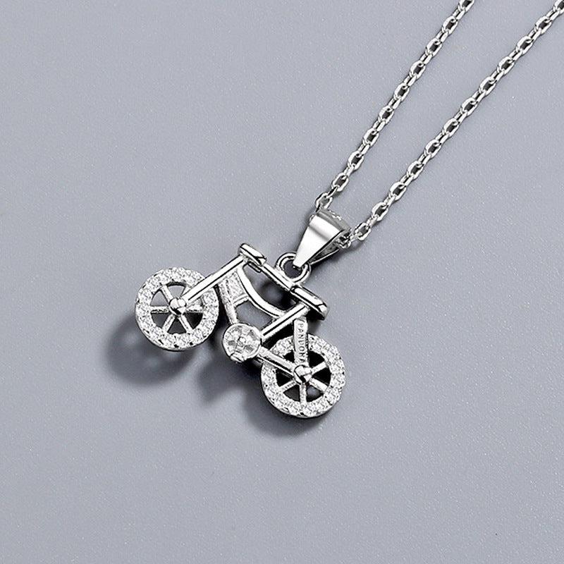 Cycolinks 925 Sterling Silver & Zircon Bicycle Necklace - Cycolinks