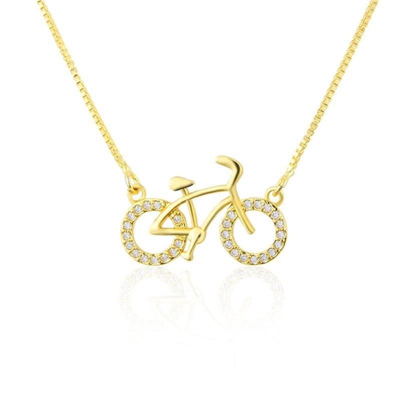 CZ Bicycle Necklace — Copper-plated Finish in Gold colour