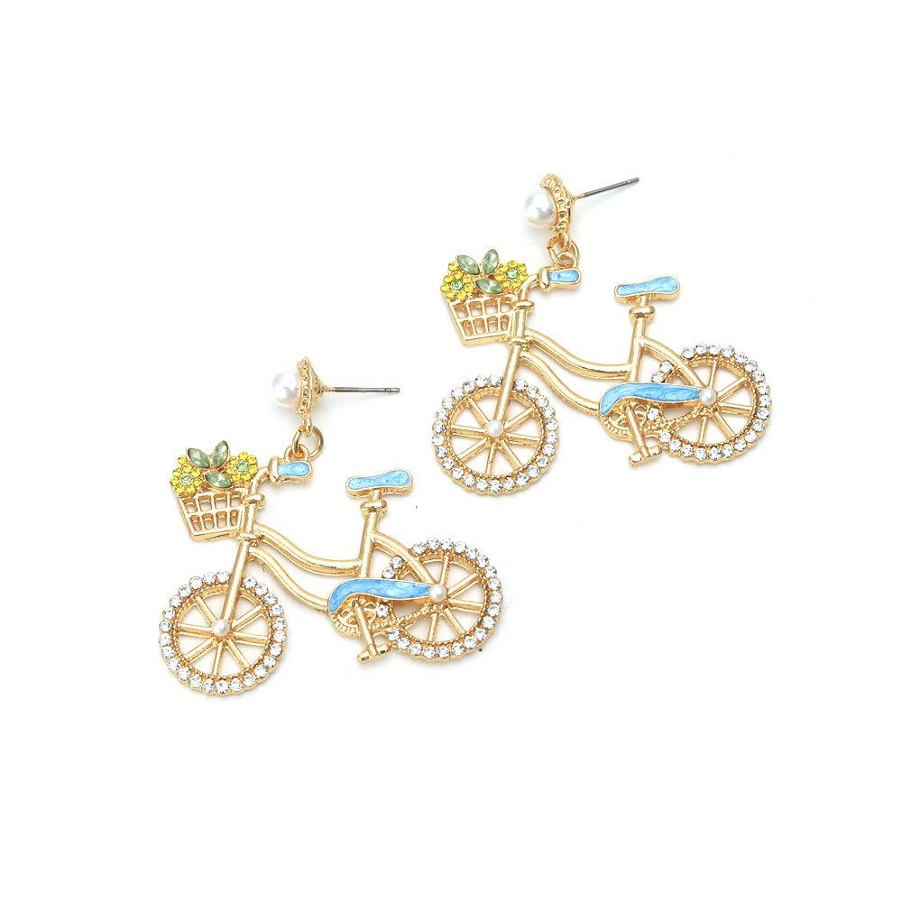 Cycolinks Zircon Bicycle Earrings - Cycolinks