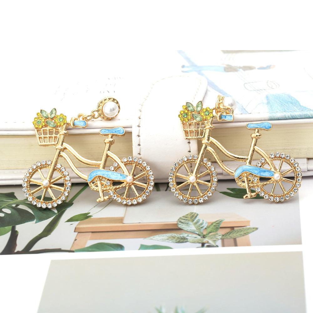 Cycolinks Zircon Bicycle Earrings - Cycolinks