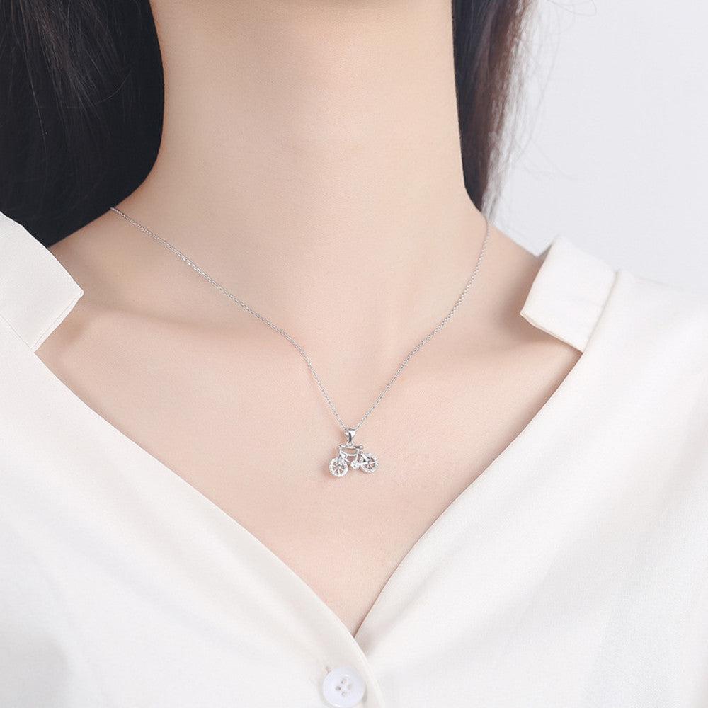 Cycolinks 925 Sterling Silver & Zircon Bicycle Necklace - Cycolinks