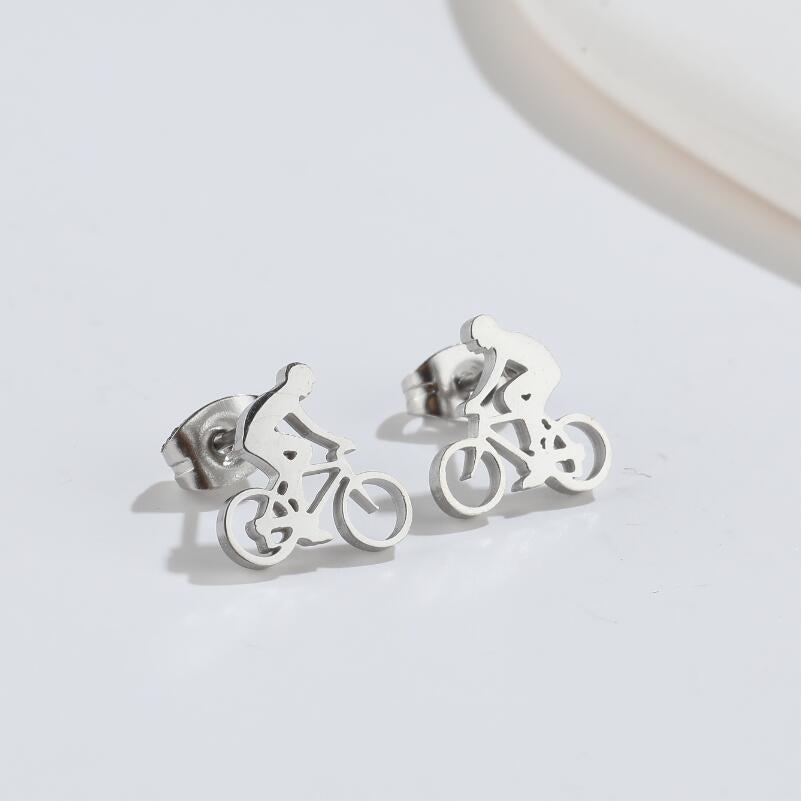 Cycolinks Titanium Steel Cycling Stud Earrings - Cycolinks