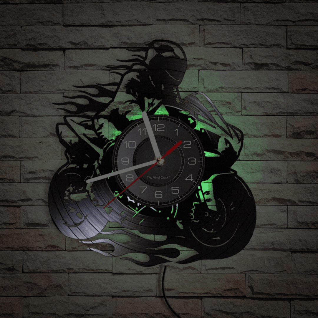 Professional Motorbike Rider Vinyl Clock