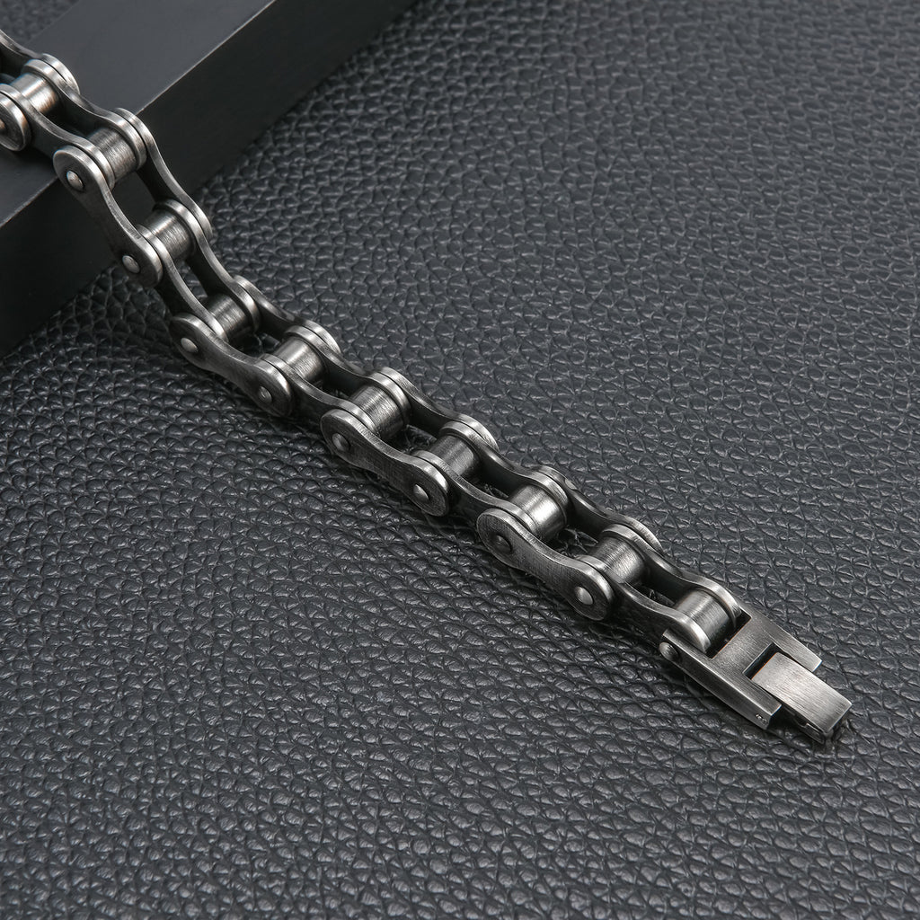 Cycolinks 10mm Retro Rustic Silver Bike Chain Bracelet - Cycolinks