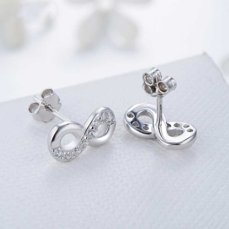 Cycolinks 925 Sterling Silver Infinity Love Stud Earrings - Cycolinks