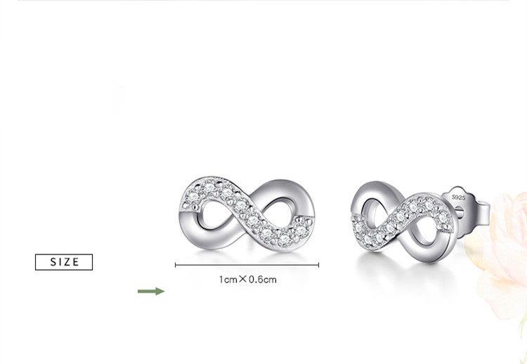 Cycolinks 925 Sterling Silver Infinity Love Stud Earrings - Cycolinks