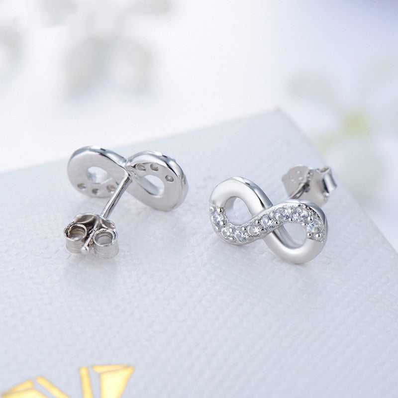 Cycolinks 925 Sterling Silver Infinity Love Stud Earrings - Cycolinks