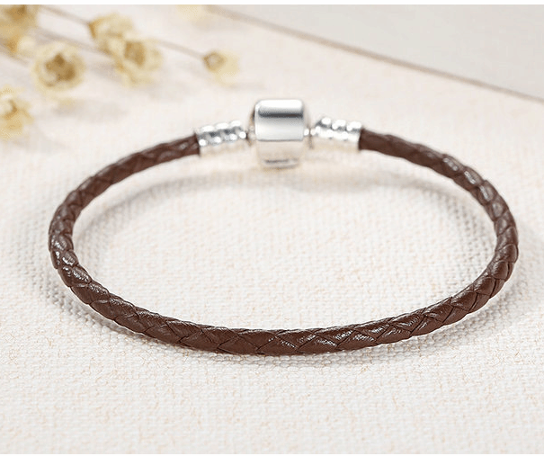 Cycolinks 925 Sterling Silver & Braided Leather Rope Chain Bracelet - Cycolinks