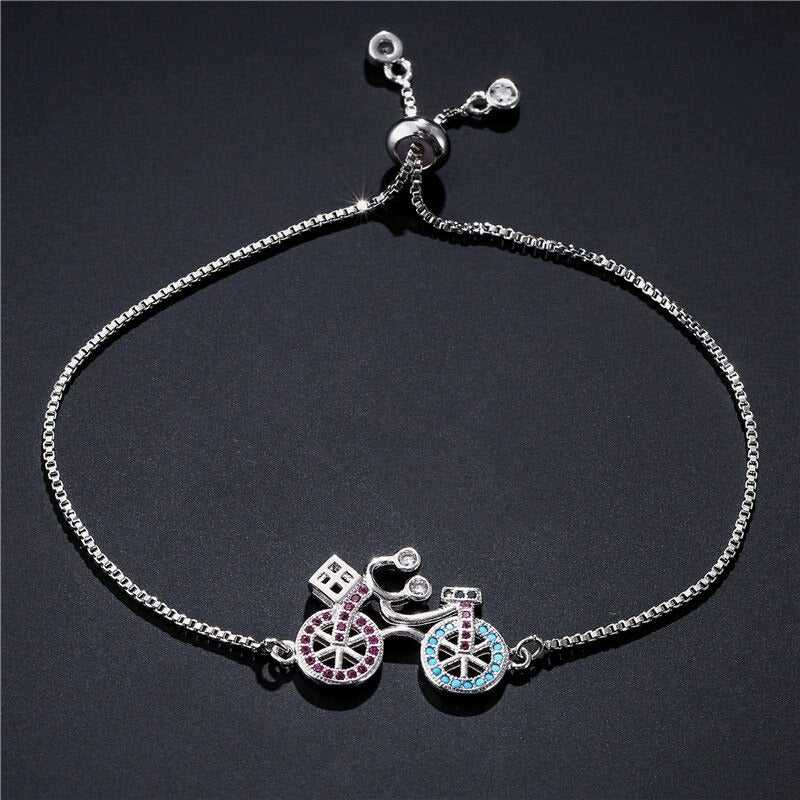 Cycolinks CZ Zircon Stone Bicycle Charm Bracelet BOGOF - Cycolinks