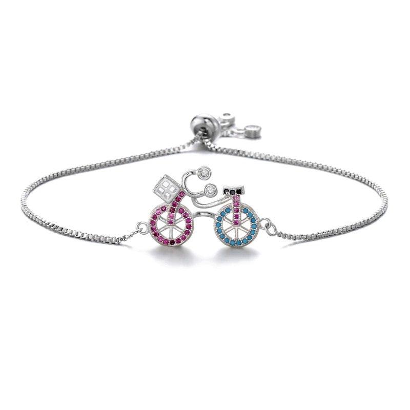 Cycolinks CZ Zircon Stone Bicycle Charm Bracelet BOGOF - Cycolinks