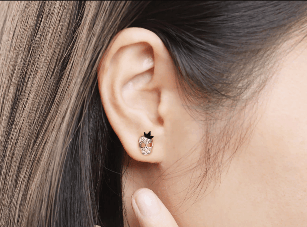 Cycolinks Skull Crown 18k Gold-plated Zircon Earrings - Cycolinks