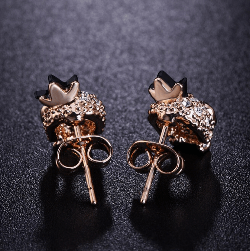 Cycolinks Skull Crown 18k Gold-plated Zircon Earrings - Cycolinks