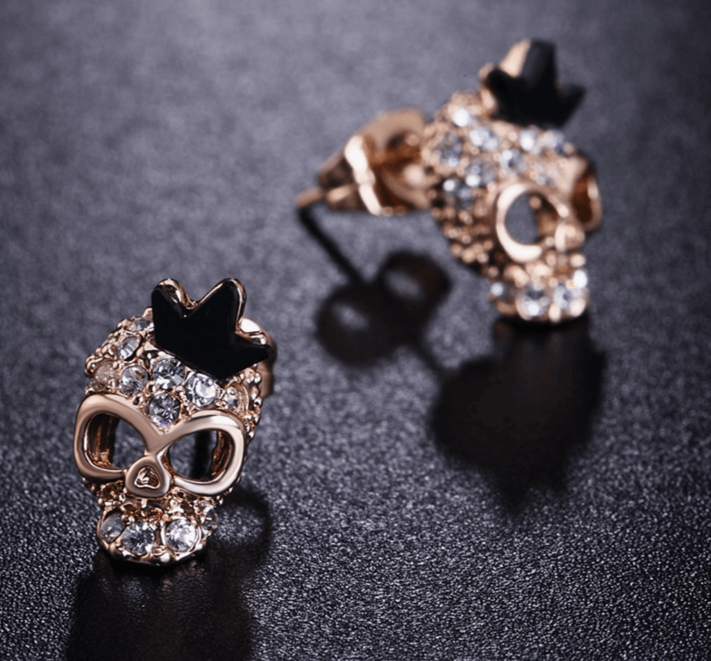 Cycolinks Skull Crown 18k Gold-plated Zircon Earrings - Cycolinks