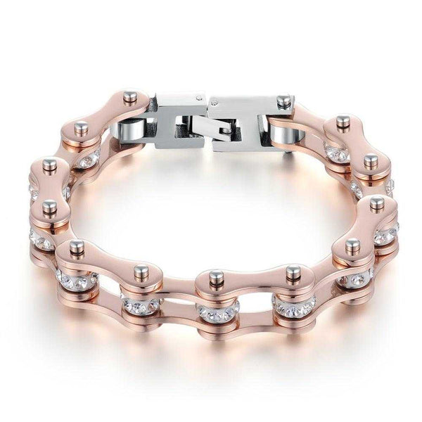 Rose Gold Crystal Bike Chain Bracelet - Women's Jewelry | Cycolinks