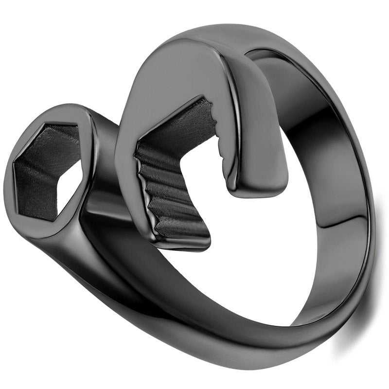 Stainless Steel Wrench Ring in Black colour