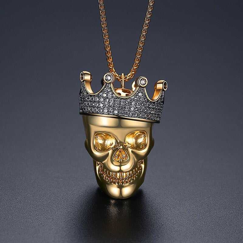 Cycolinks Hip Hop Skull Crown Cubic Zircon Necklace - Cycolinks