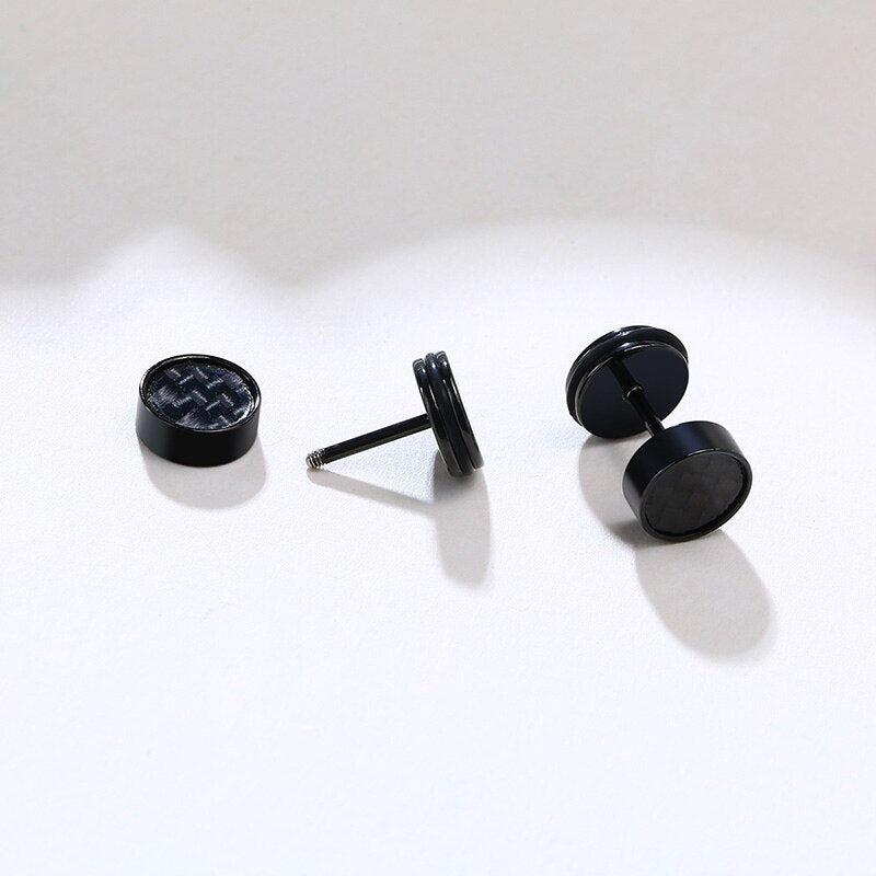 Cycolinks Stainless Steel Carbon Fiber Stud Earrings - Cycolinks