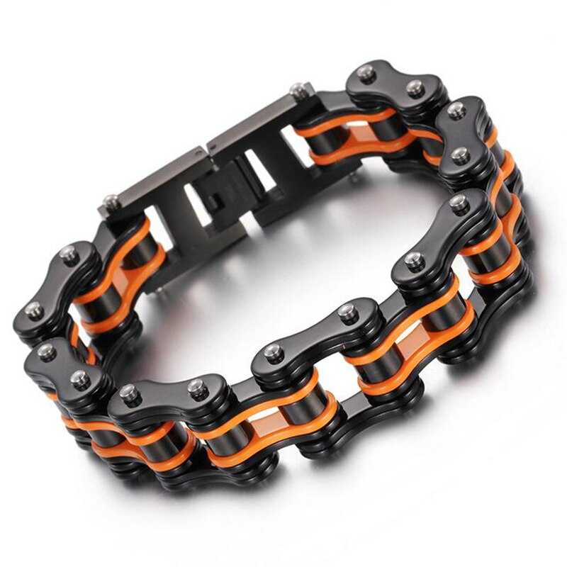 Cycolinks Black & Orange Bike Chain Bracelet - Cycolinks