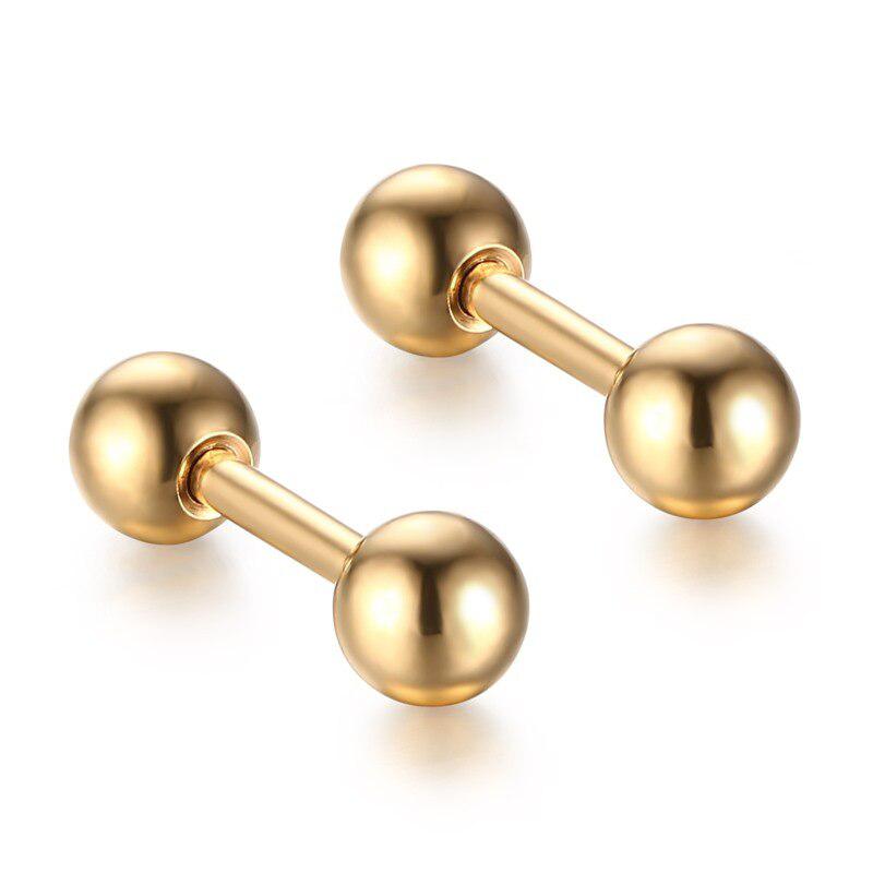 Dumbbell Stud Earrings in Gold colour
