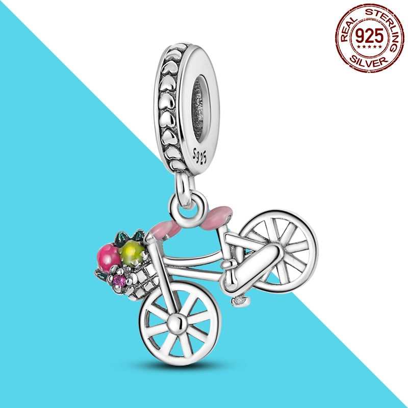 Cycolinks Sterling Silver Basket Bicycle Charm - Cycolinks