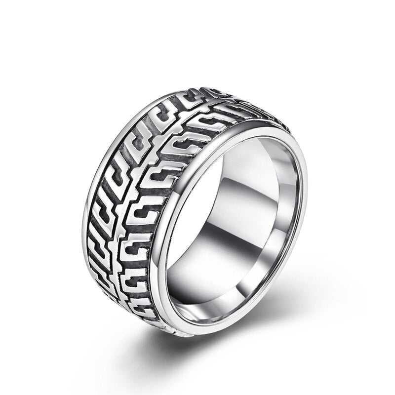 Tyre Tread Spinner Ring 2.0 in Silver colour