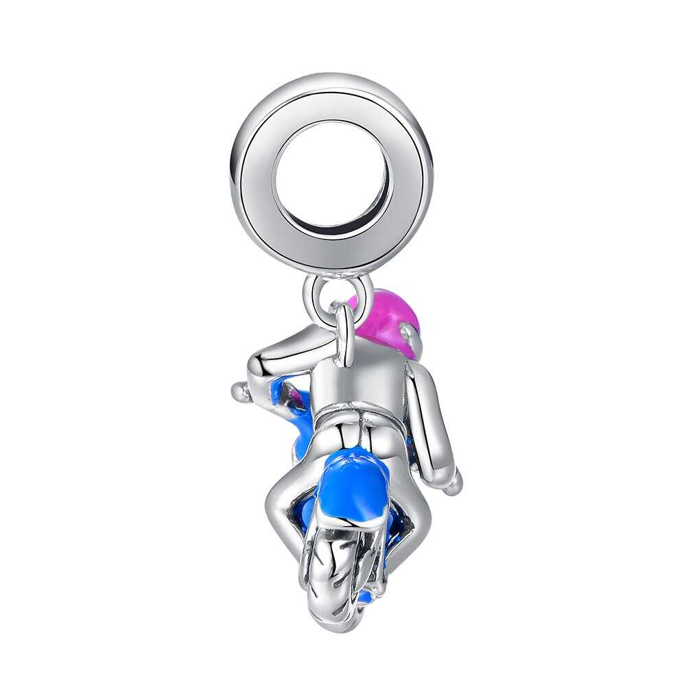 Cycolinks 925 Sterling Silver Biker Girl Motorcycle Charm - Cycolinks