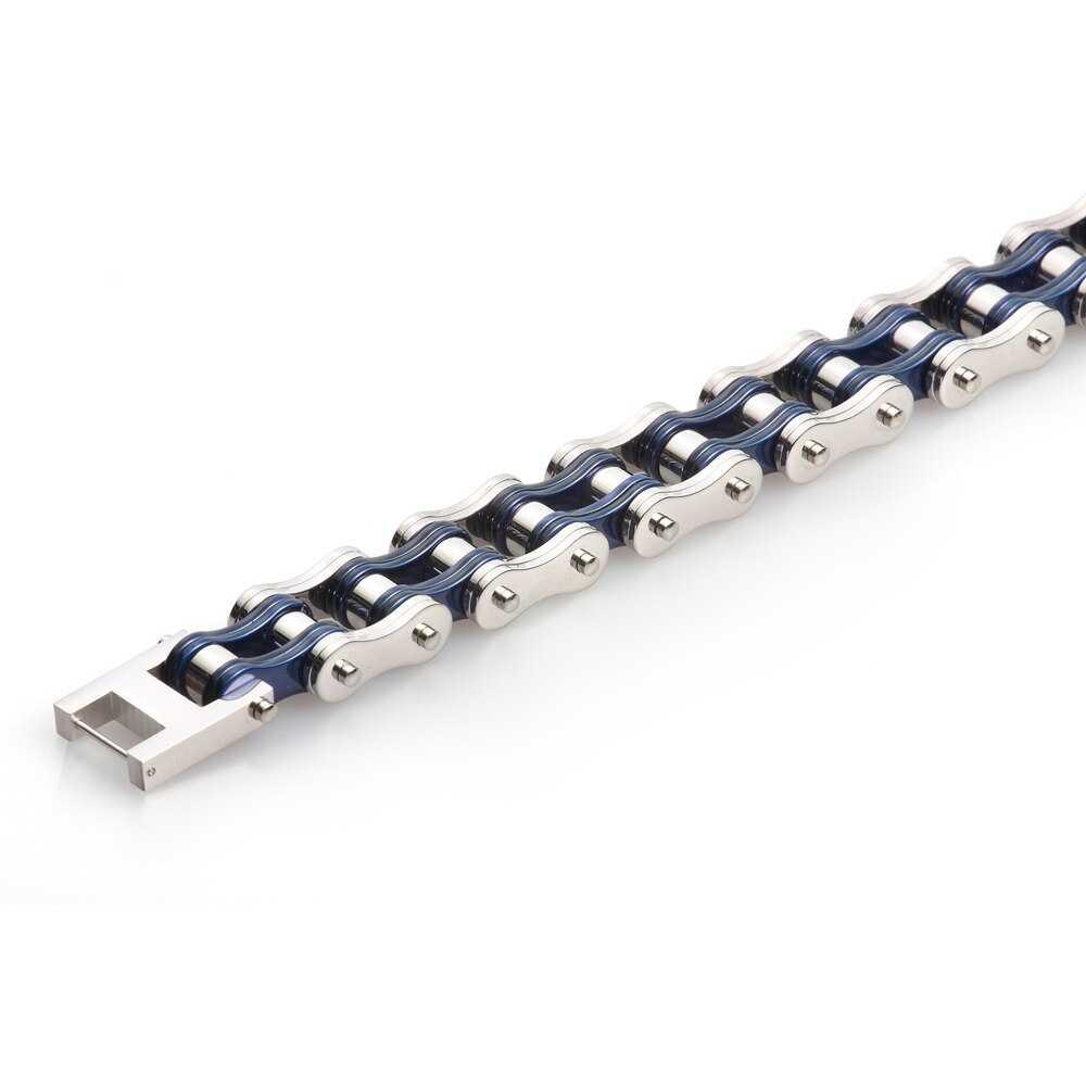 Cycolinks Silver & Blue Bike Chain Bracelet - Cycolinks