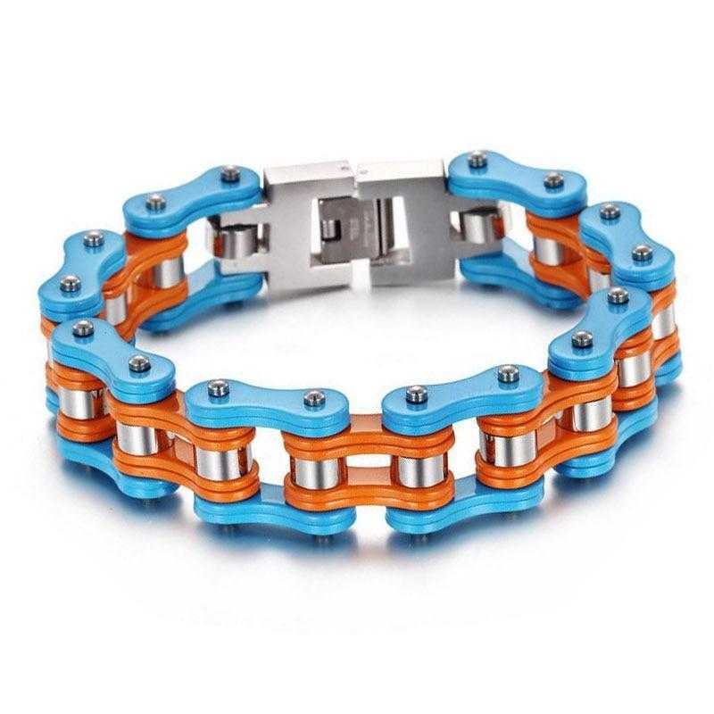 Cycolinks Blue Orange Bike Chain Bracelet - Cycolinks