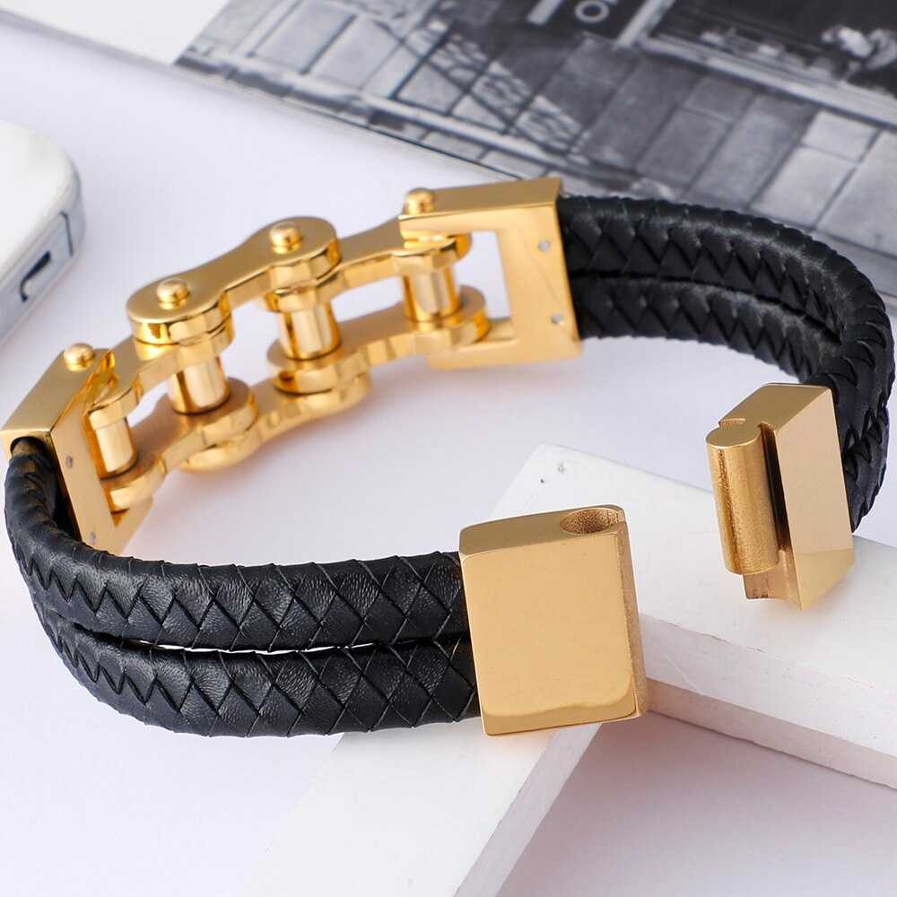 Cycolinks Magnetic Leather Bike Chain Bracelet - Cycolinks