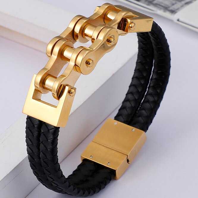 Cycolinks Magnetic Leather Bike Chain Bracelet - Cycolinks