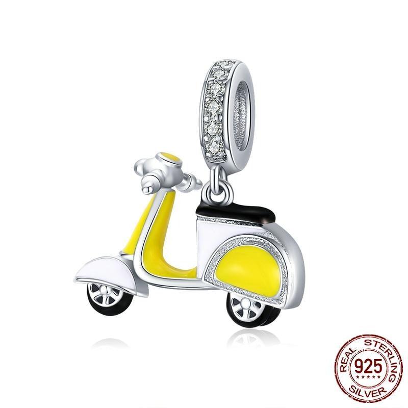 Cycolinks 925 Sterling Silver Yellow Mod Motorbike Charm - Cycolinks
