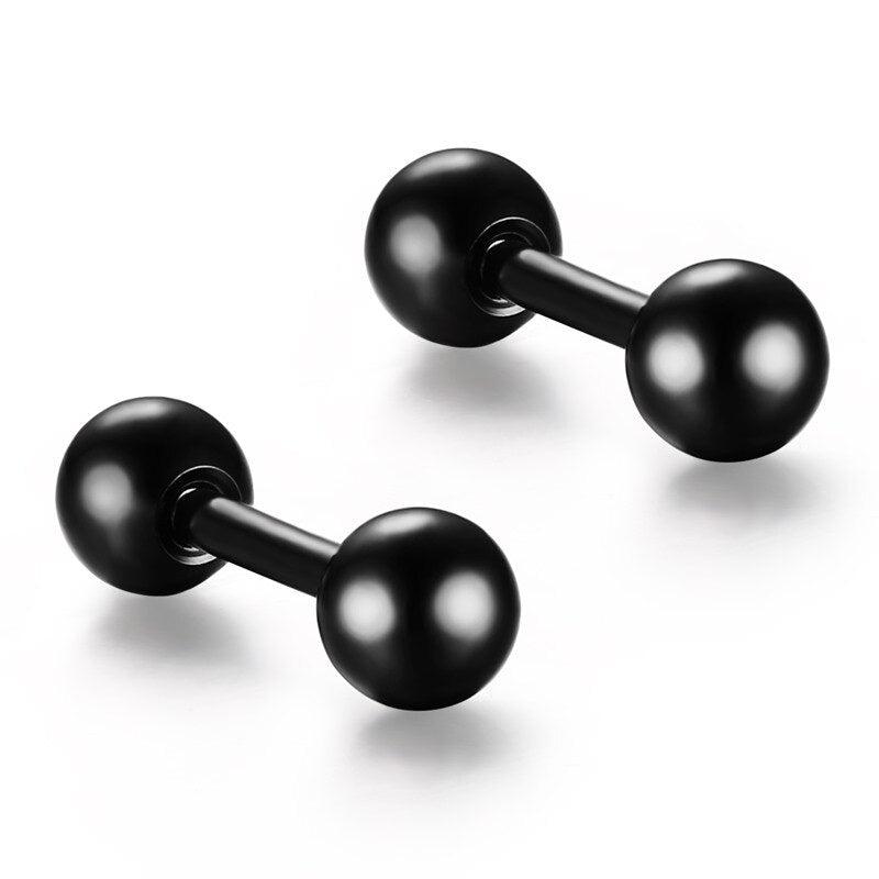 Dumbbell Stud Earrings in Black colour
