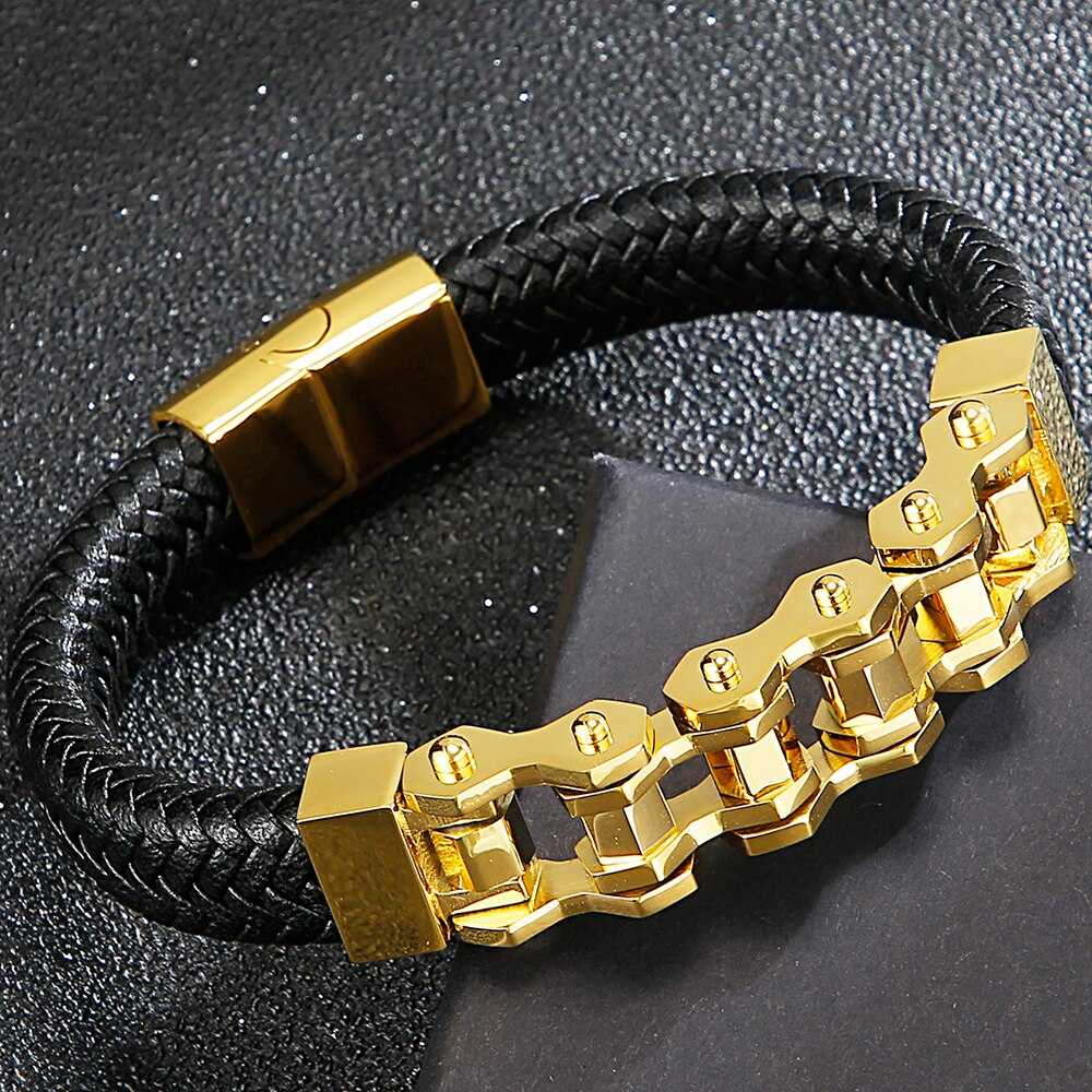 Cycolinks Braided Leather Bike Chain Bracelet - Cycolinks