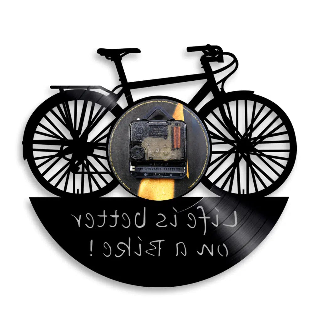 Cycolinks Life is Better on a Bike Vinyl Clock Cyclist Gift - Cycolinks