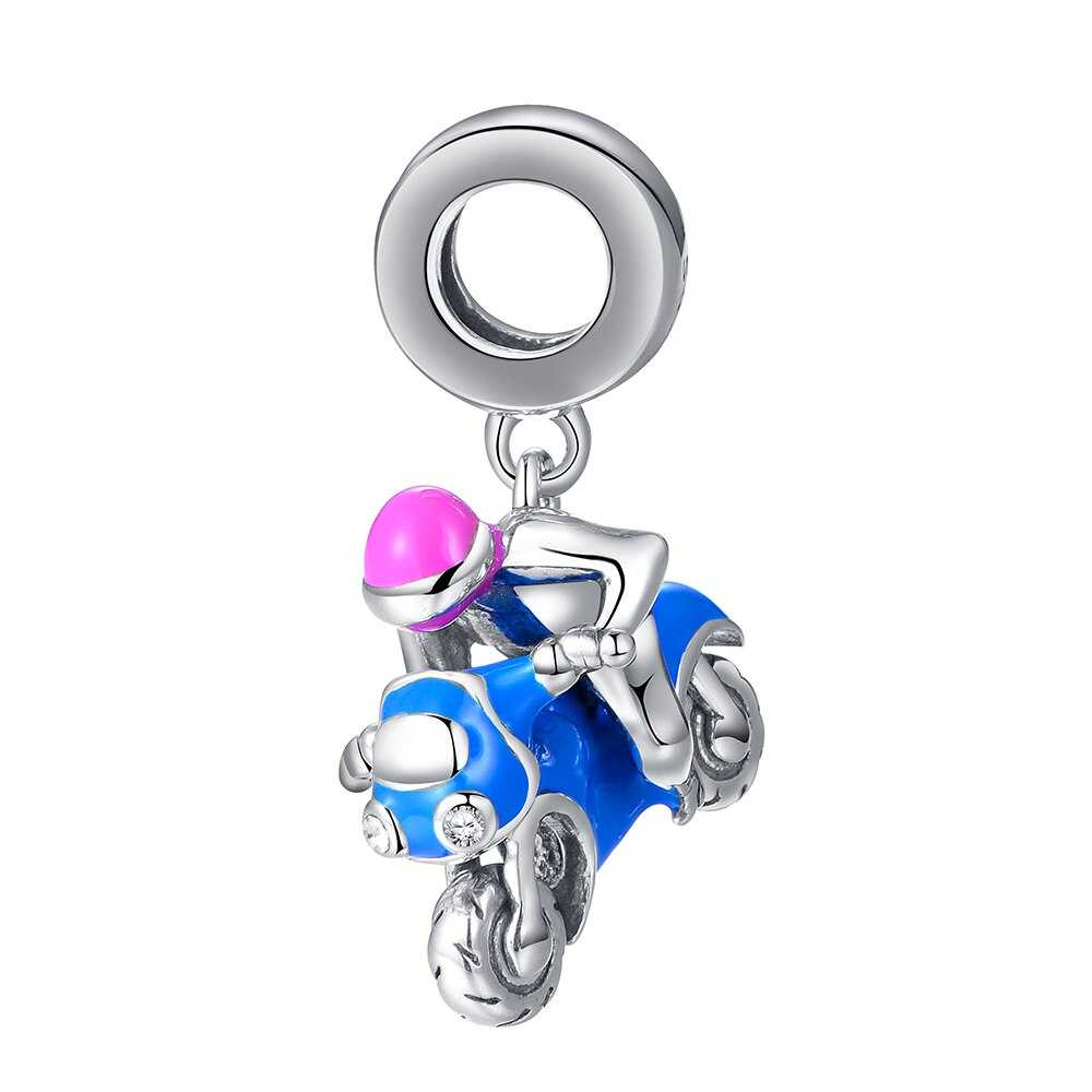 Cycolinks 925 Sterling Silver Biker Girl Motorcycle Charm - Cycolinks