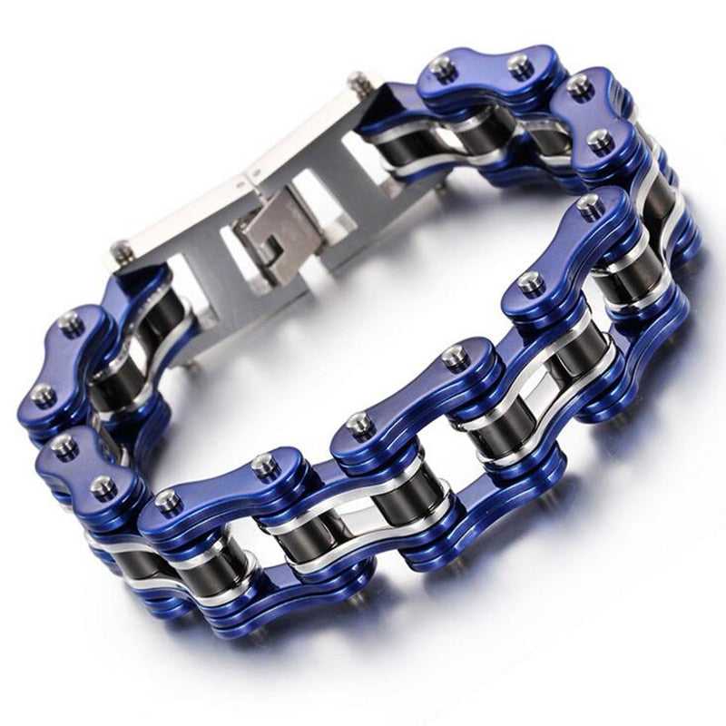 Cycolinks Blue, Silver & Black Bike Chain Bracelet - Cycolinks