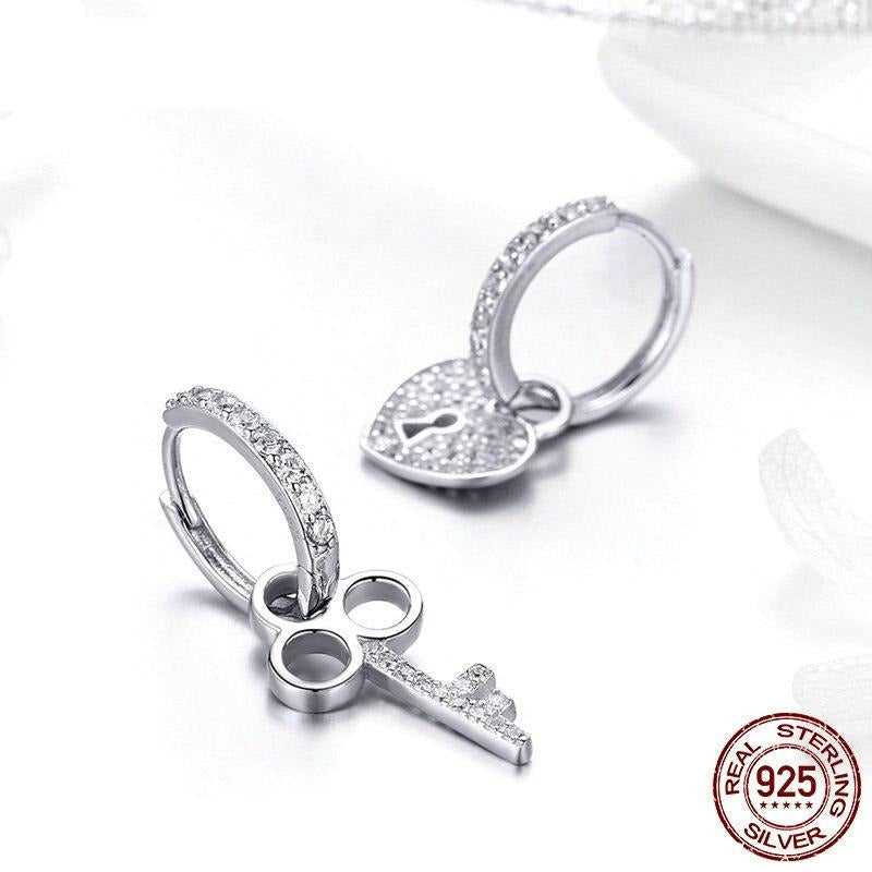 Cycolinks Sterling Silver 925 Key & Heart Earrings - Cycolinks