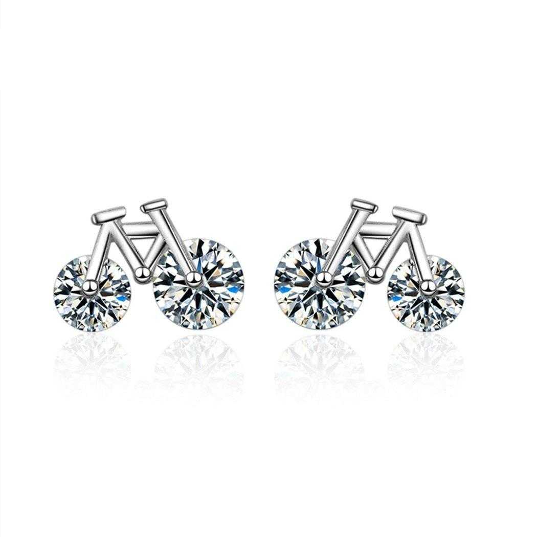 CZ Bicycle Stud Earrings