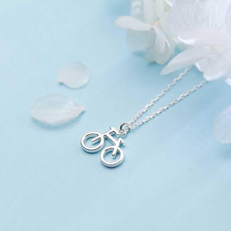 Cycolinks 925 Sterling Silver Bike Bicycle Charm Necklace - Cycolinks
