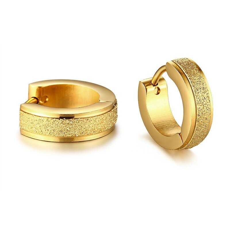 Sandblasted Hoop Earrings in Gold colour