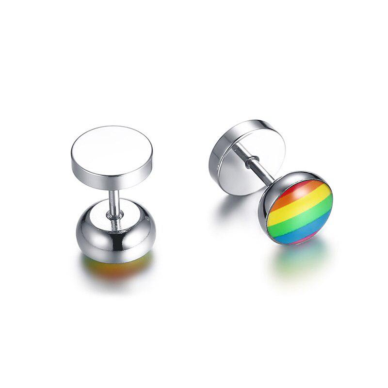 Cycolinks Pride Rainbow Stud Silver Earrings - Cycolinks