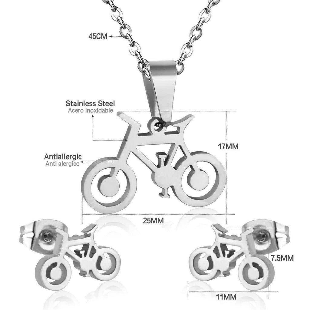 Cycolinks Bicycle Necklace & Earring Set - Cycolinks